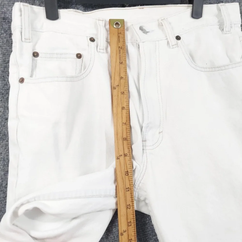 Lee Tapered Leg Jeans Womens 14 White Denim 100% Cotton 5 Pocket Made USA